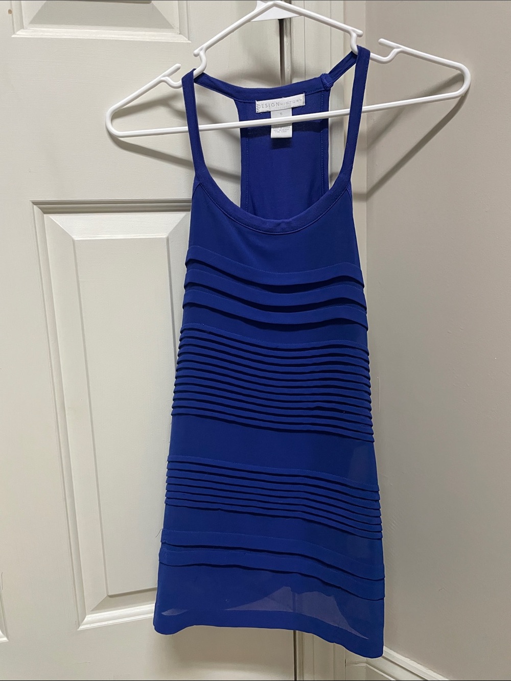 Design History Royal Blue Layered Pleat Racerback Tank